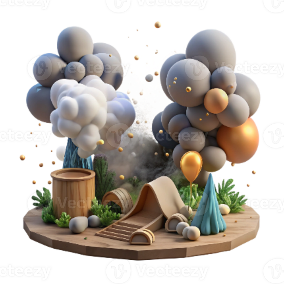 beautiful contemporary Deforestation Scene Smoke Filled Sky Transparent Background high resolution png