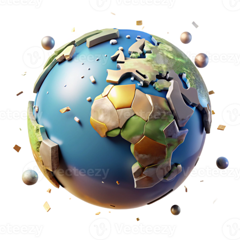 vibrant rustic Earth Globe with Cracks Transparent Background premium png
