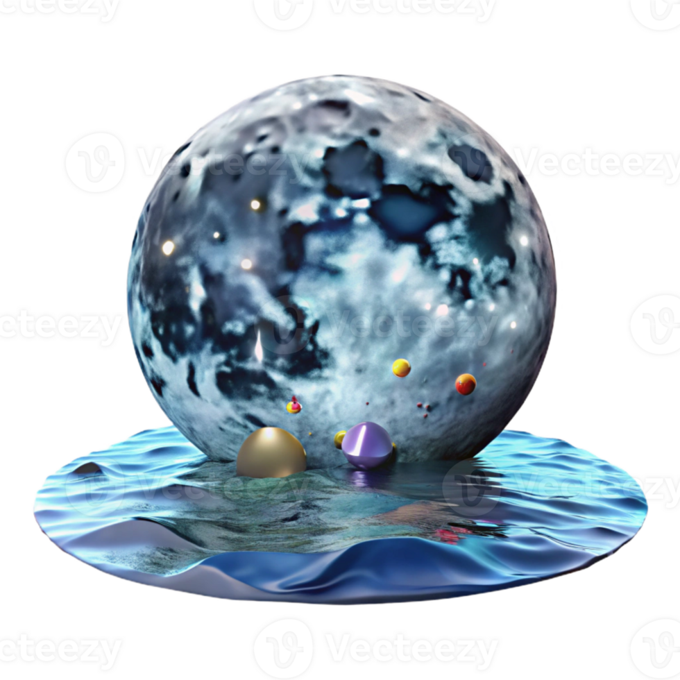 extraordinary minimalist Full Moon Over Ocean Isolated Element Reflective Surface detailed png