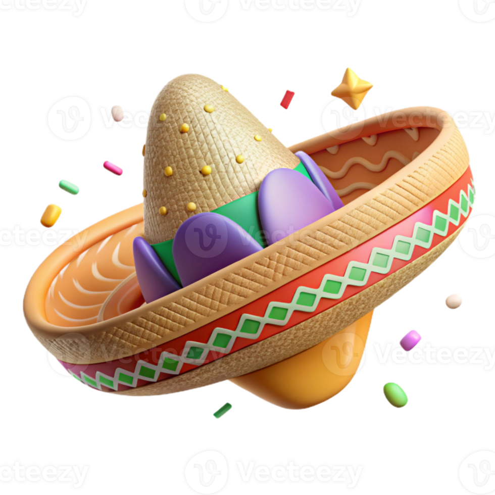 elegant modern Cinco De Mayo Sombrero Colorful Embroidery Isolated premium png