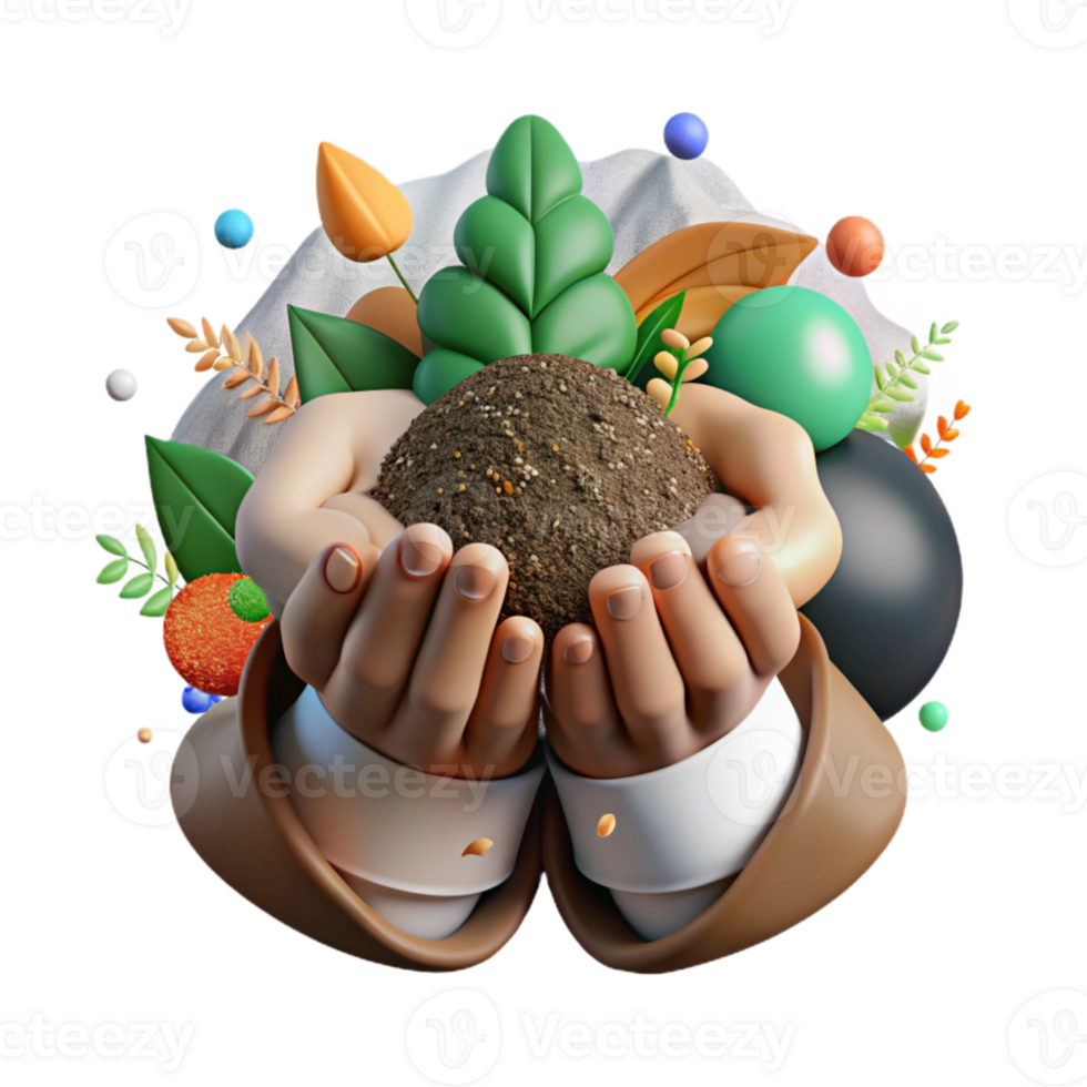 vibrant rustic Farmer Hands Holding Soil Transparent Background professional png
