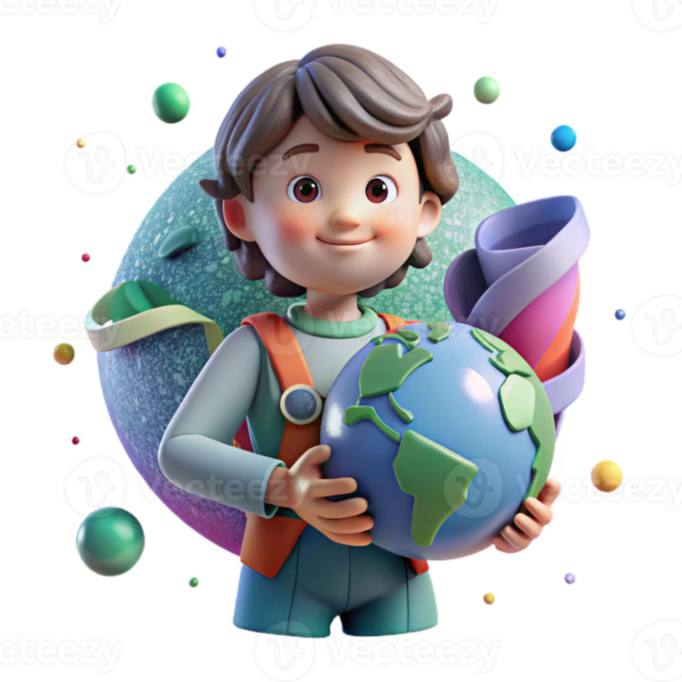 magnificent abstract Child Holding Globe Environmental Awareness Cutout professional png