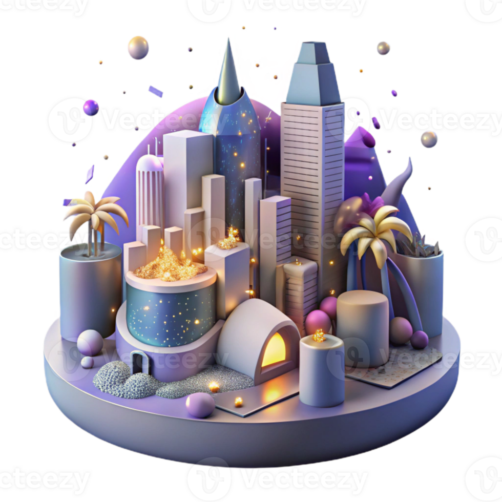 stunning minimalist City at Night with Noise Pollution Overlay Isolated high resolution png