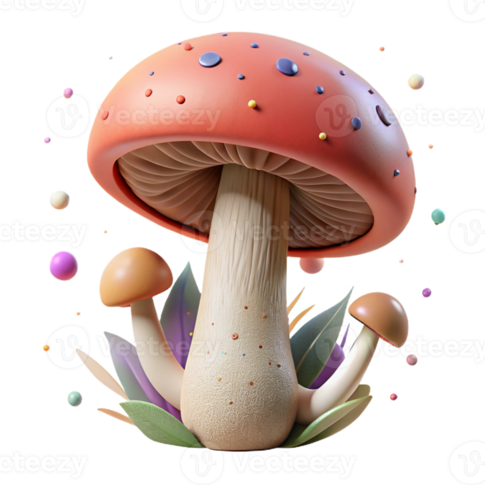 impressive abstract Close Up of Mushroom in Forest Isolated Element premium png
