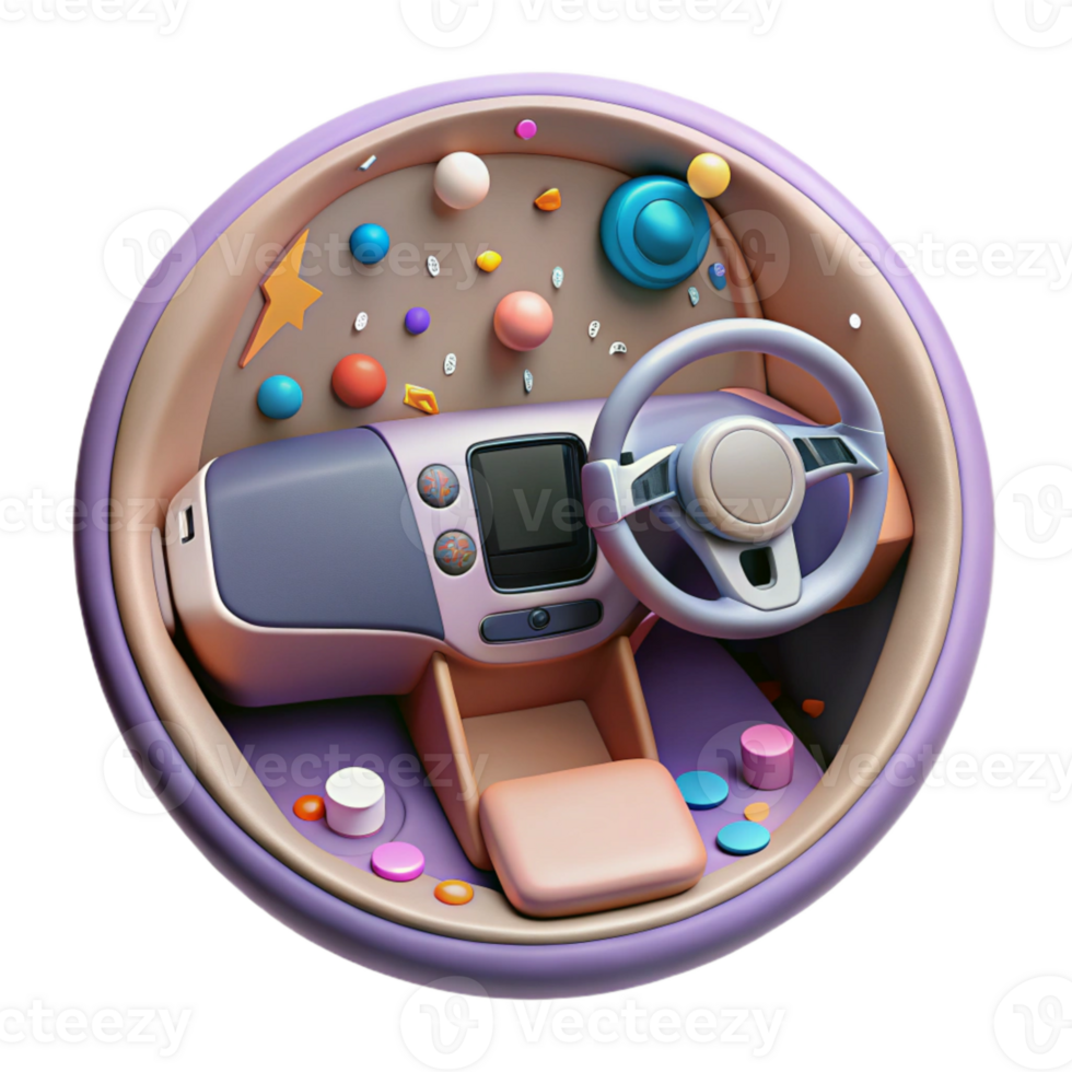 dramatic contemporary Electric Car Interior Dashboard View Isolated high quality png
