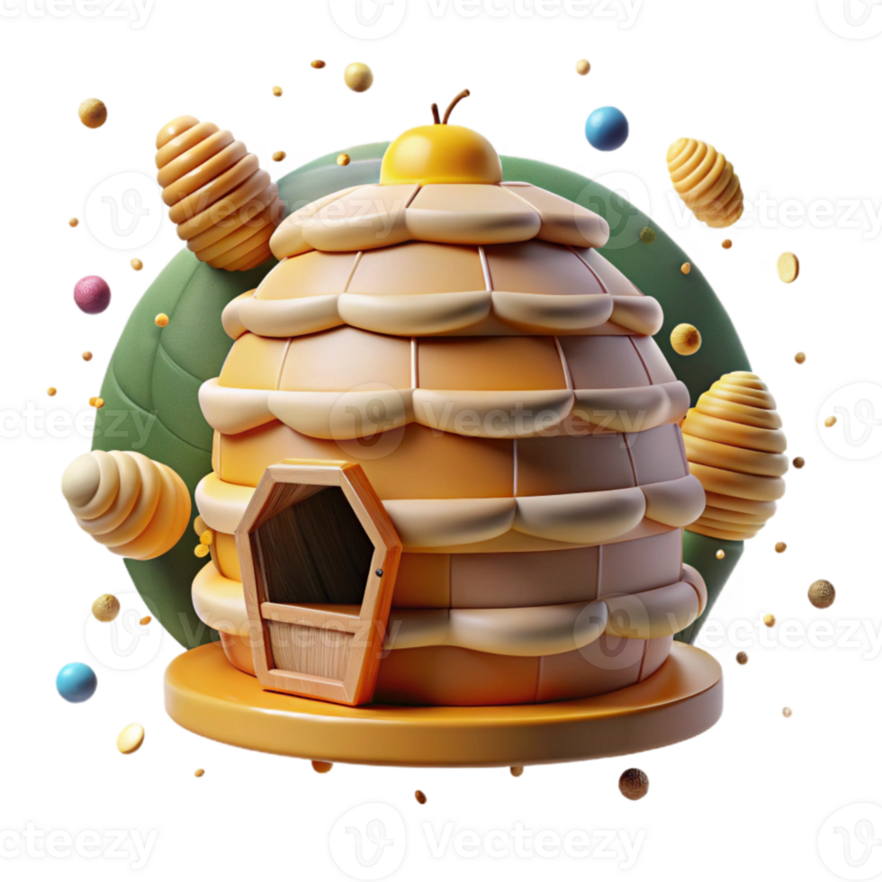 dramatic modern Close Up Beehive in Orchard Near Wildflower Meadow Isolated professional png