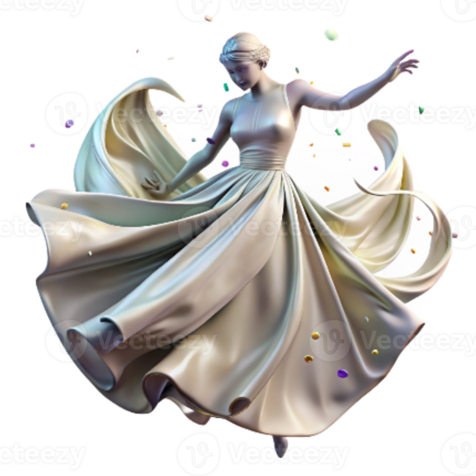 serene artistic Flowing Dress of a Dancer Isolated with Soft Lighting png
