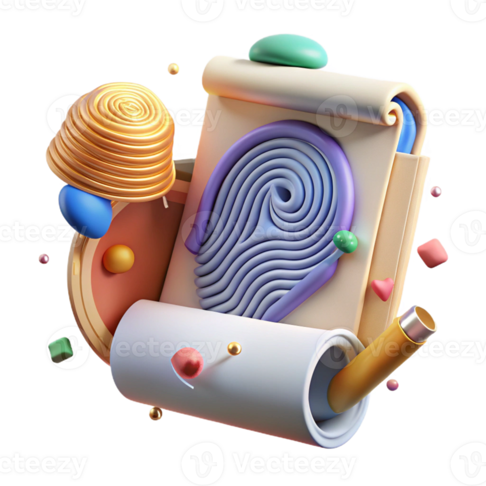 wonderful artistic Conserving Evidence Fingerprint on Document Cutout original png