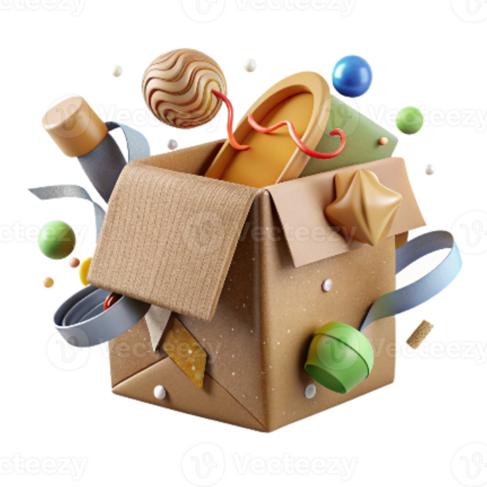 vibrant vintage Eco Friendly Packaging Made From Recycled Cardboard Cutout detailed png