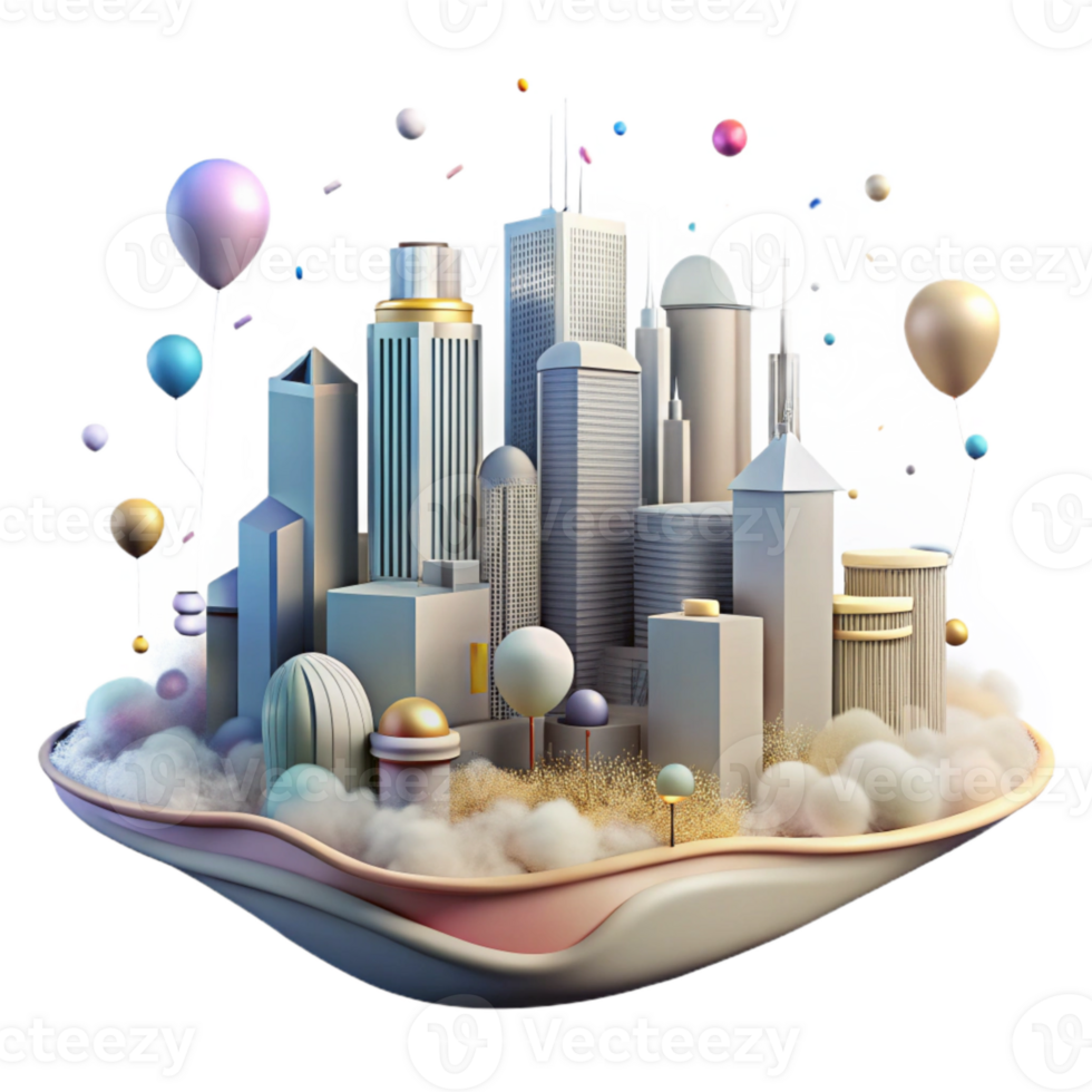 extraordinary creative City Skyline with Smog and Pollution Isolated Background original png