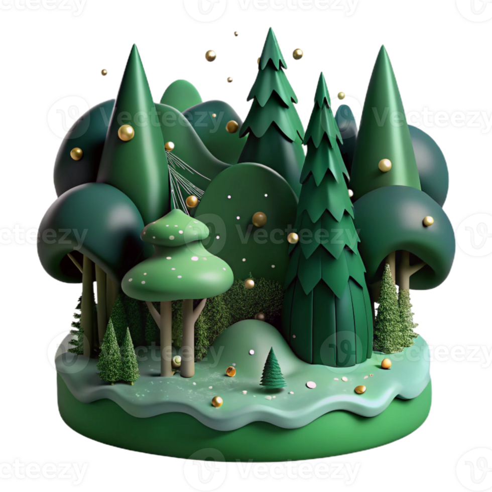 wonderful vintage Forest Silhouette Dark Green Cutout Isolated high resolution png
