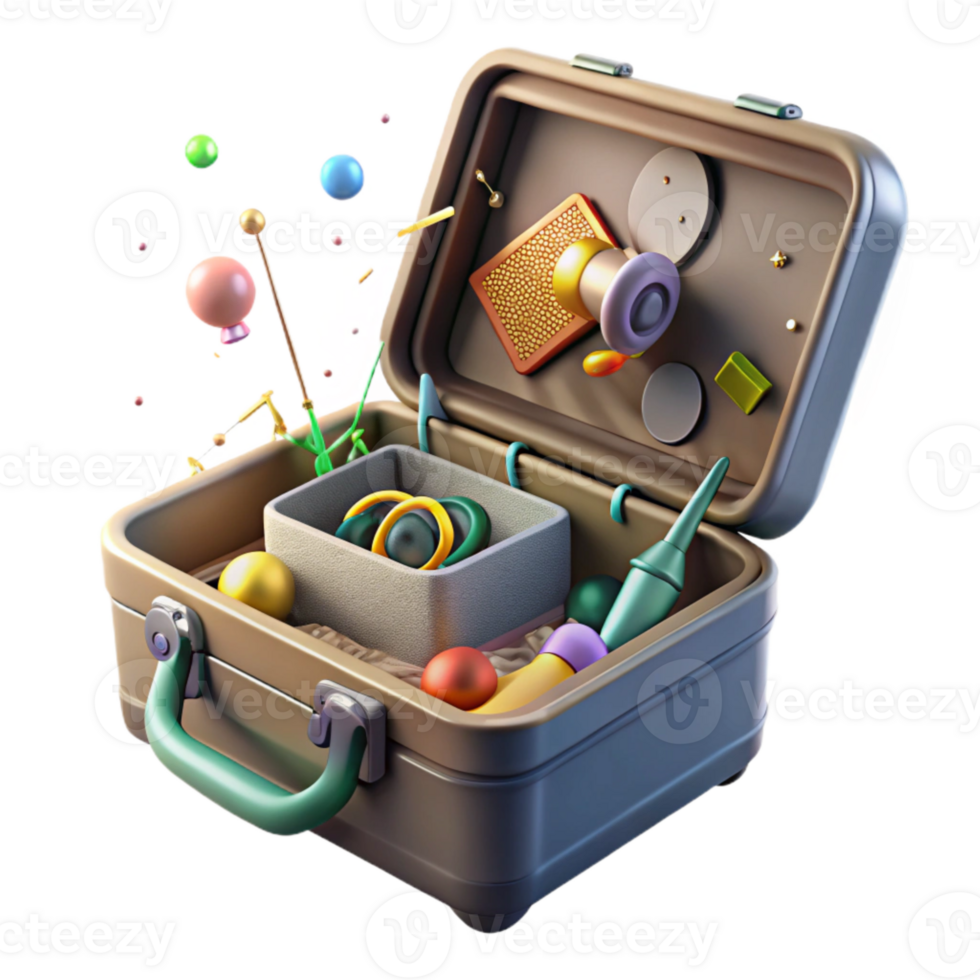 serene modern Empty Fishing Tackle Box Isolated Open View high quality png