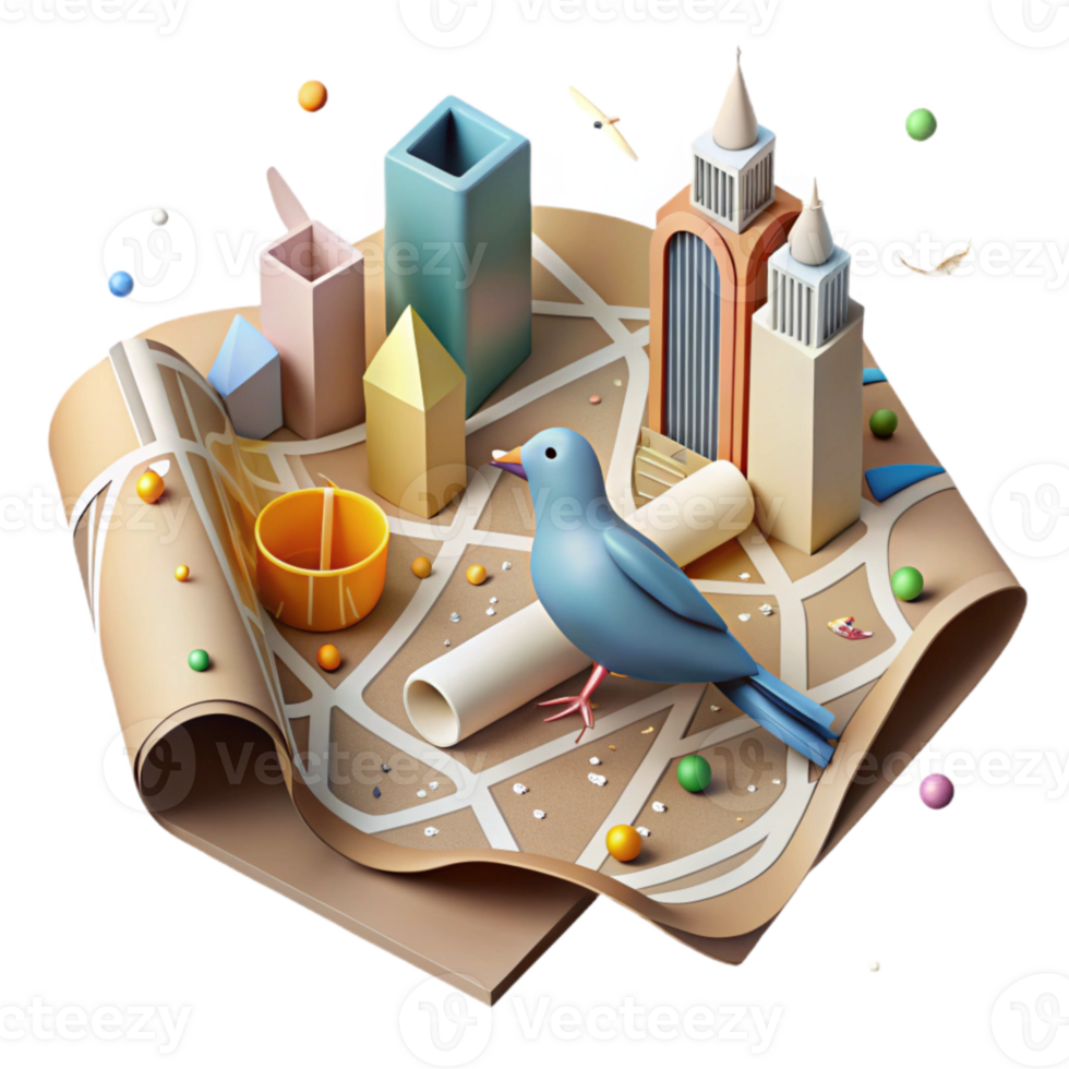 extraordinary classic Birdseye View City Map Cutout original png