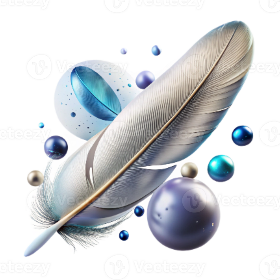 serene abstract Feather Floating in Air Gentle Lighting Transparent Cutout professional png