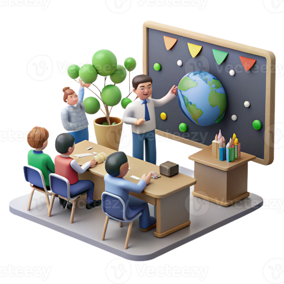 magnificent vintage Classroom with Students Learning About Sustainability Cutout high resolution png