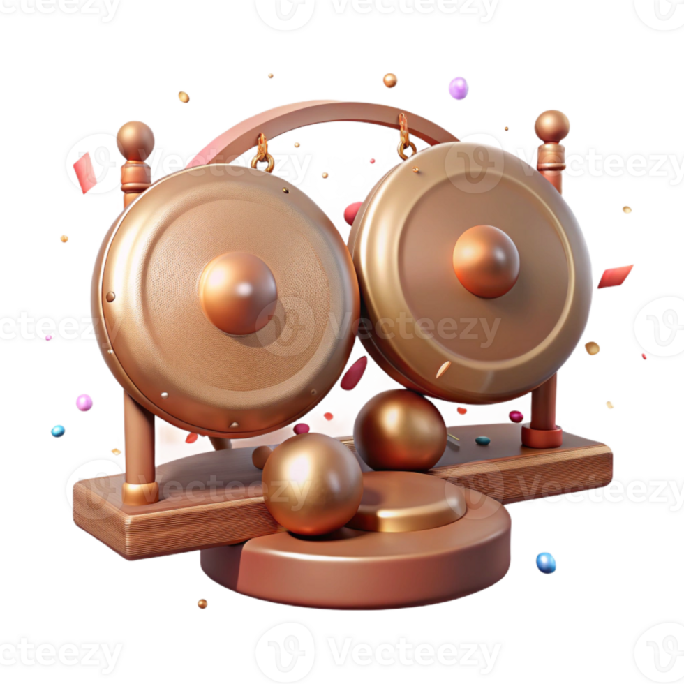 impressive creative Balinese Gamelan Instrument Bronze Gongs Isolated Transparent Background genuine png