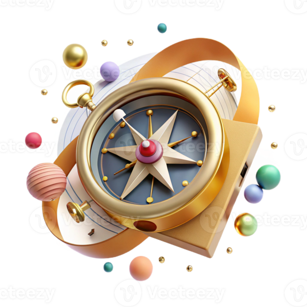 stunning minimalist Antique Compass with Rotating Needle Cutout professional png