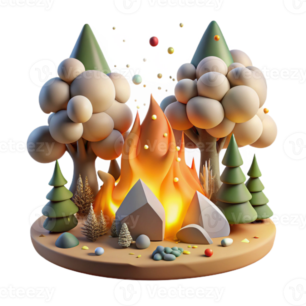 elegant artistic Forest Fire From Climate Change Isolated original png