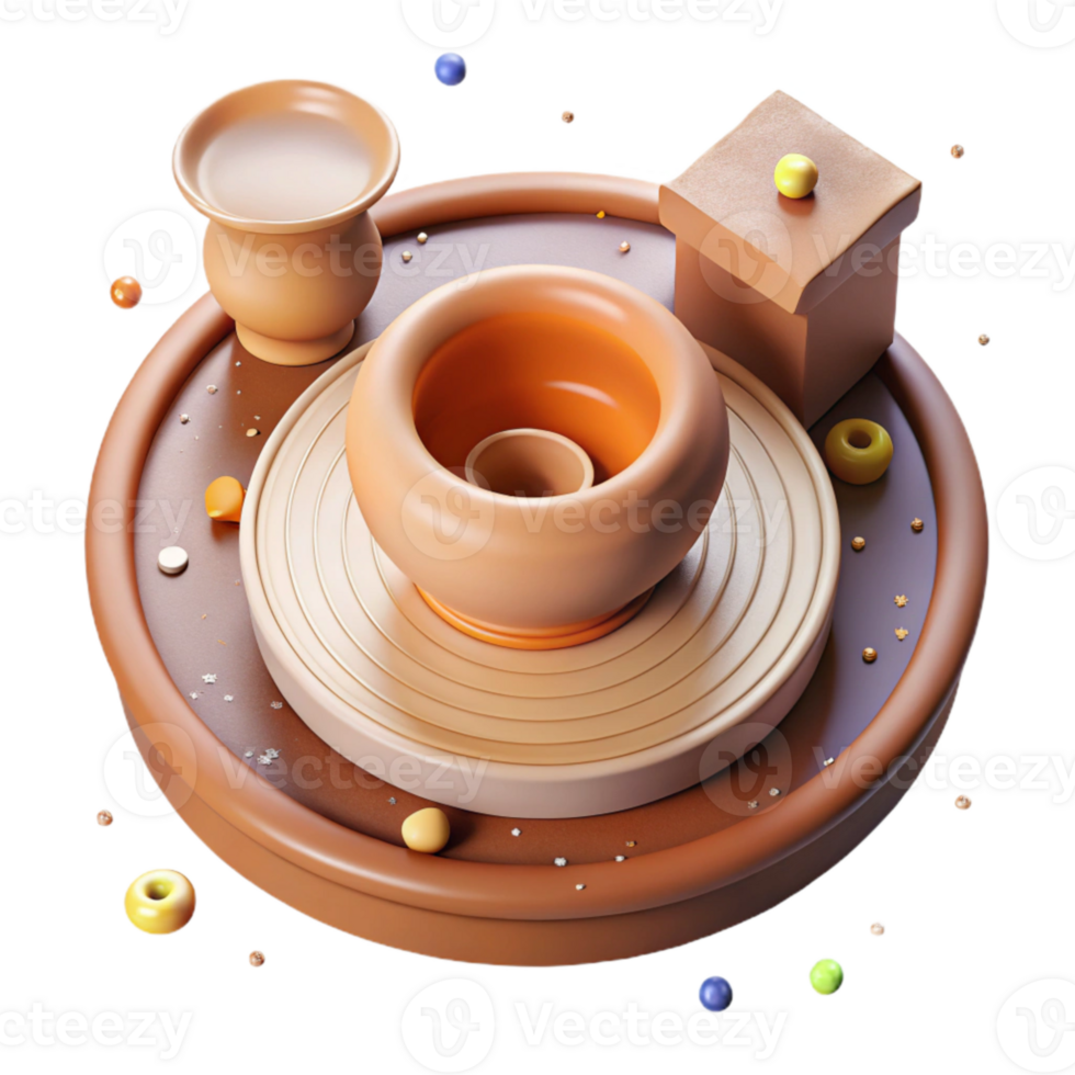 stunning rustic Ceramic Clay Potters Wheel Top View Isolated original png