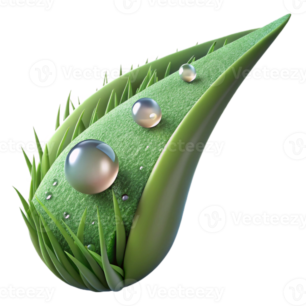 serene vintage Close Up Dew Drops on Grass Blade Isolated Element original png