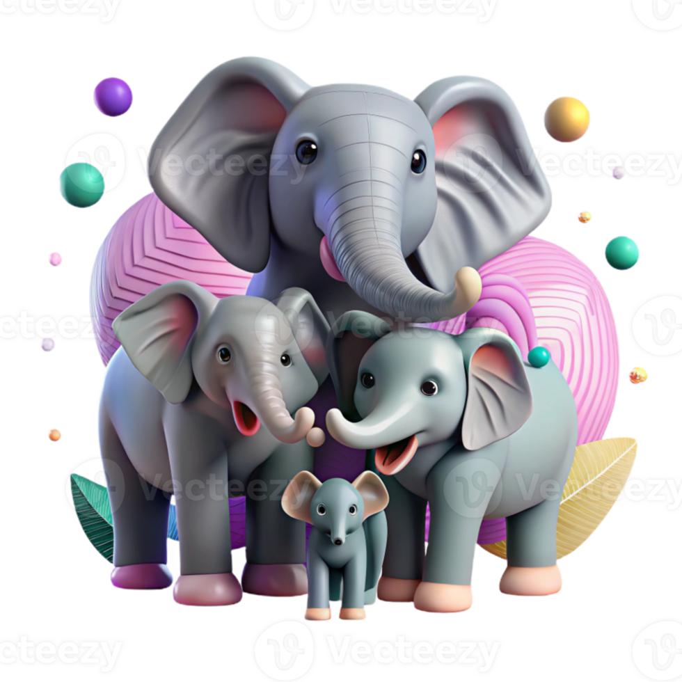 impressive artistic Elephant Family Mourning Loss Illustration Isolated authentic png