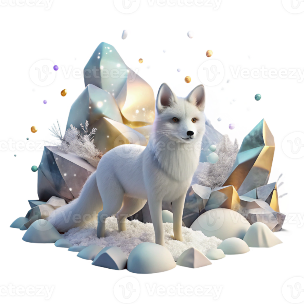 magnificent classic Arctic Fox Snow Covered Landscape Wildlife Isolated detailed png