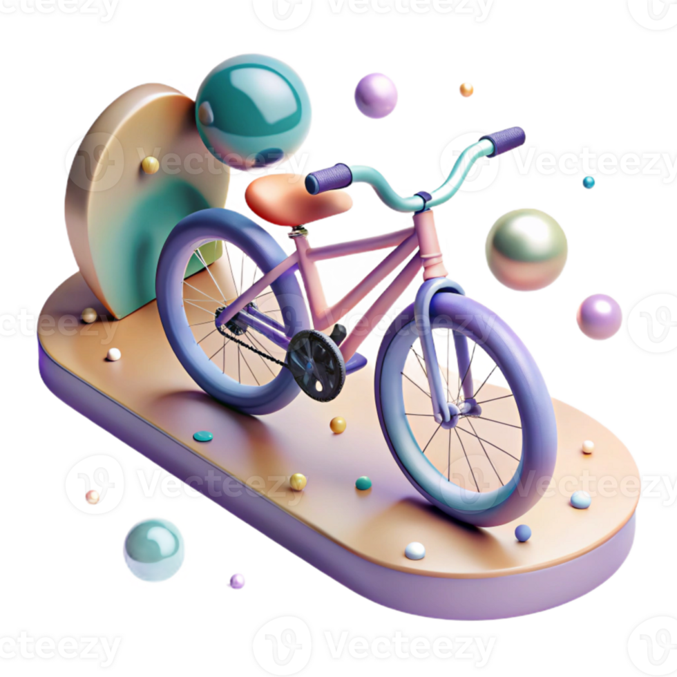 dramatic artistic Bicycle on Bike Path Isolated high quality png