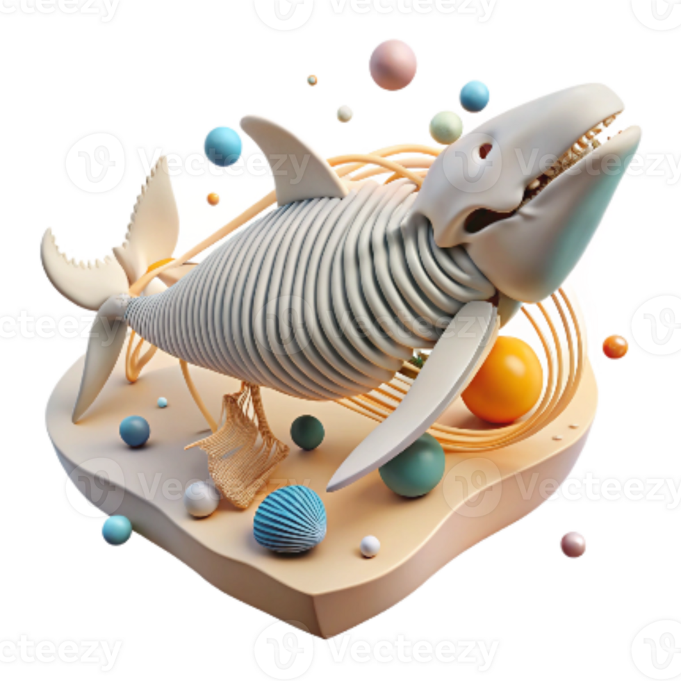 dramatic vintage D Model of Whale Skeleton Anatomical View Isolated high resolution png