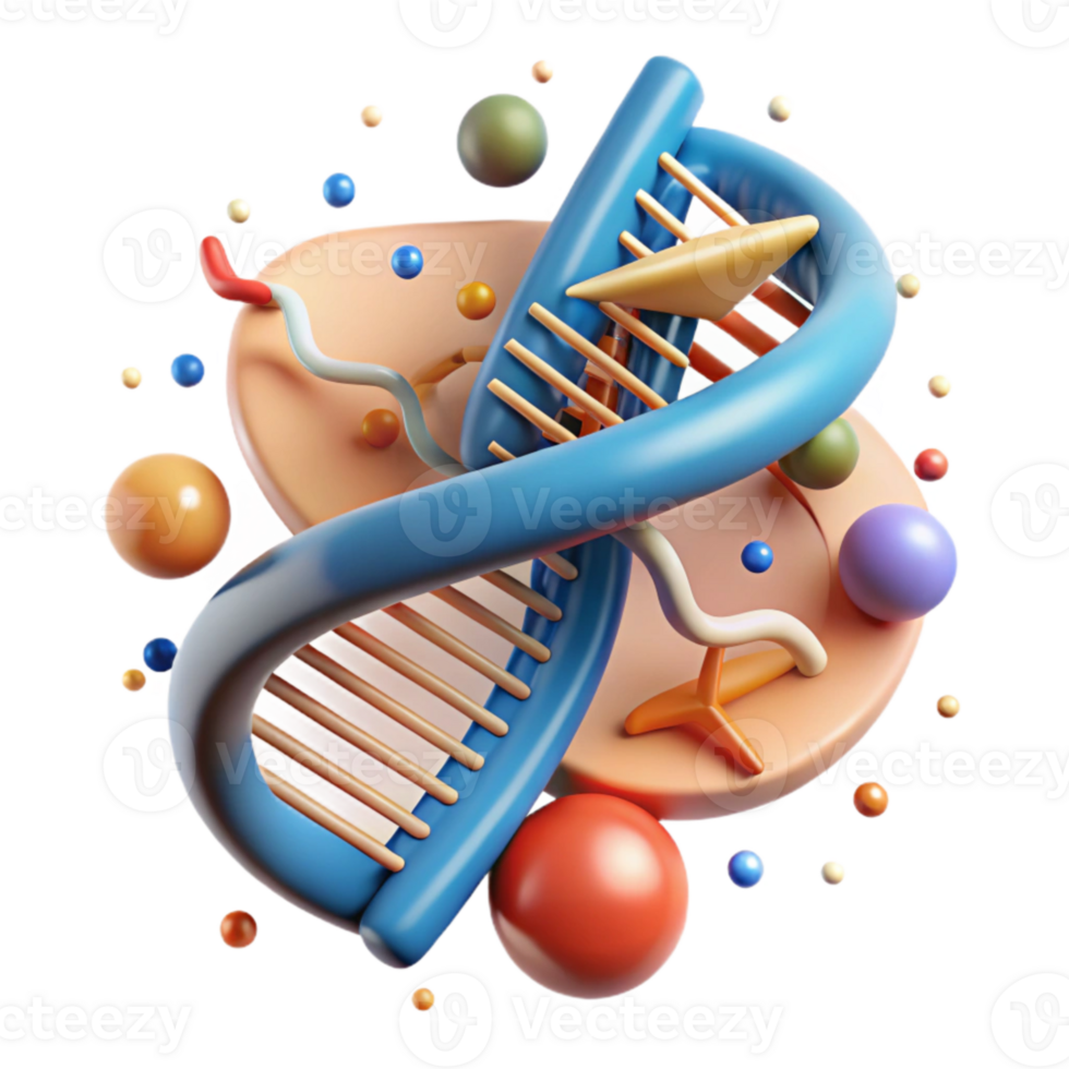 serene artistic Dna Double Helix Model Scientific Visualization authentic png