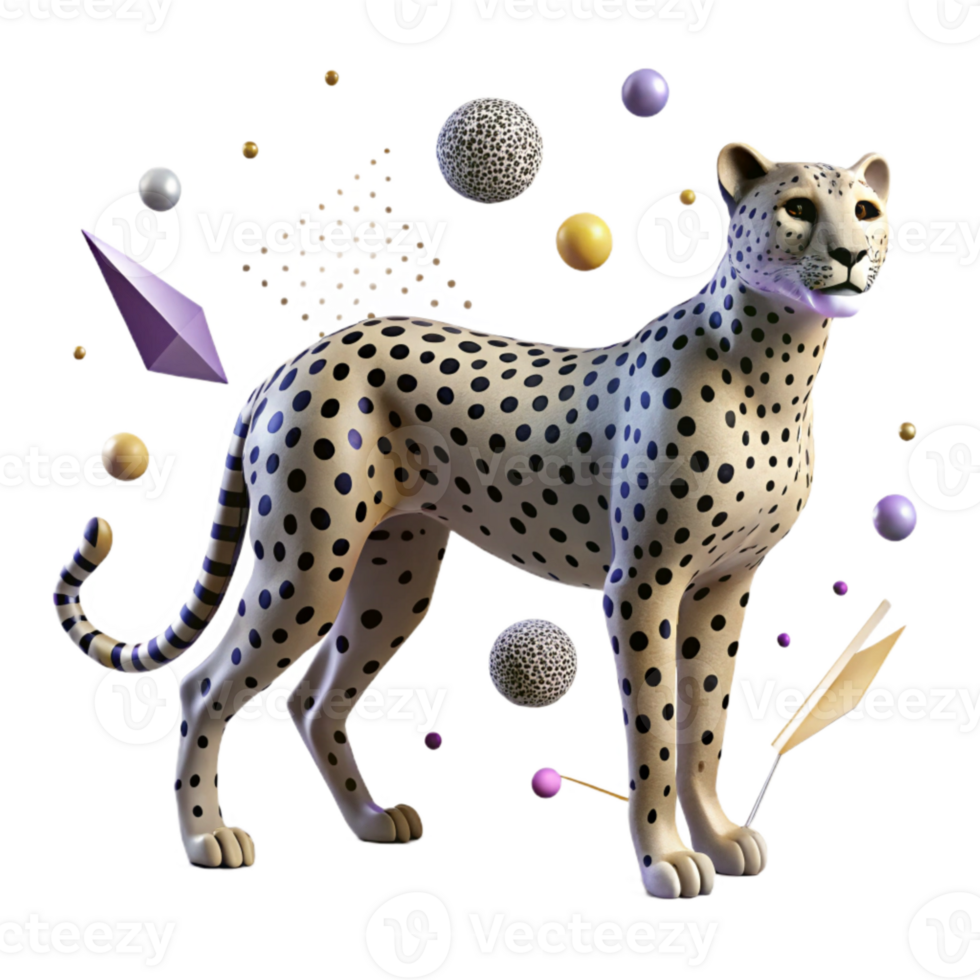 elegant artistic Endangered Cheetah Silhouette Cutout Transparent Background genuine png