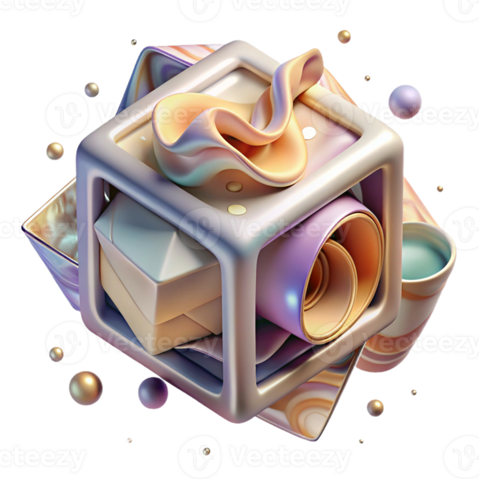 stunning creative Abstract Cube Rotating View Transparent Background high resolution png
