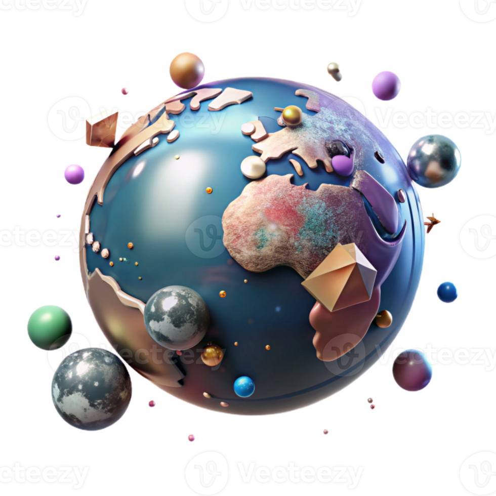 impressive creative Globe Floating in Space Transparent Background original png