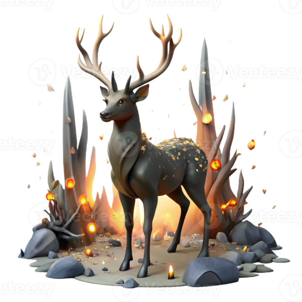 extraordinary minimalist Fire Damaged Forest Deer Antlers Isolated genuine png