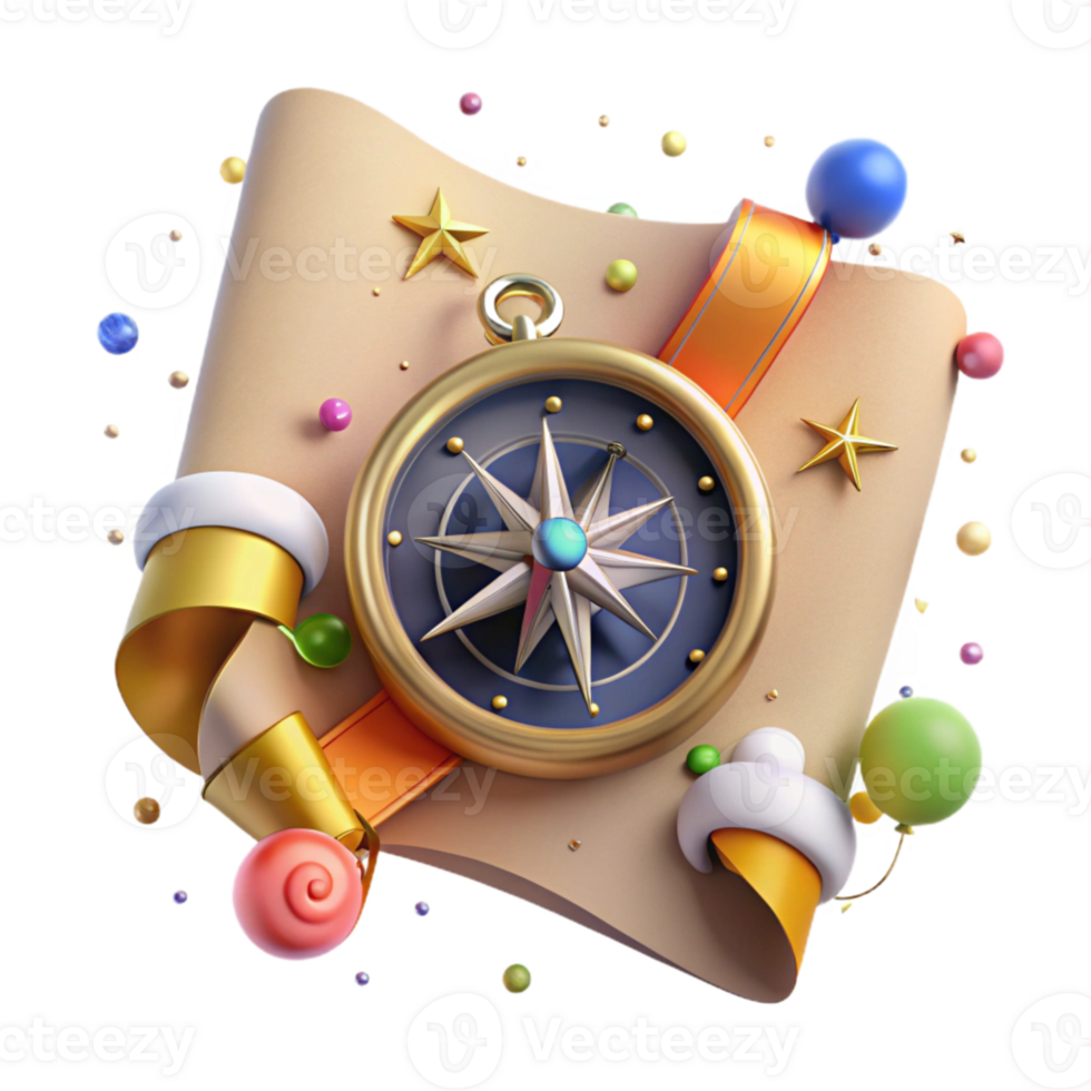 stunning minimalist Antique Map with Compass Rose Transparent Background high quality png