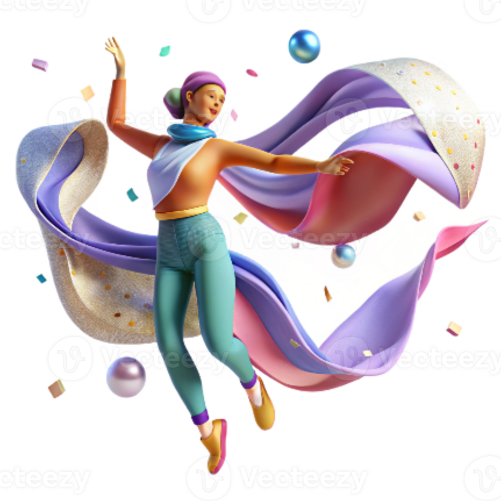 elegant contemporary Dancer with Flowing Scarf Cutout Transparent Background original png