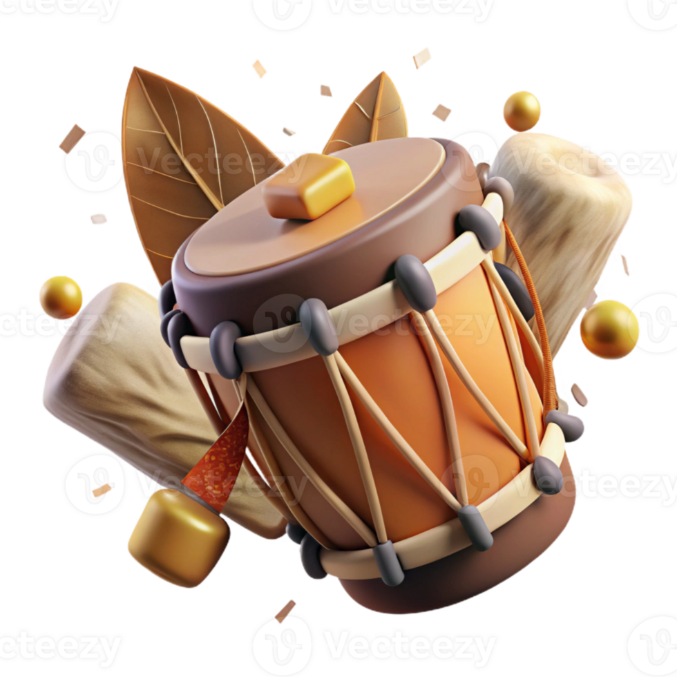 beautiful creative Ceremonial Drum with Animal Hide Isolated png