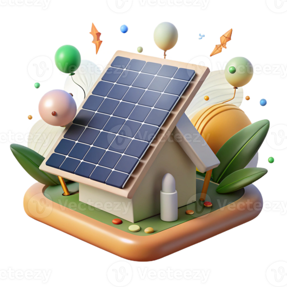 dramatic minimalist Eco Friendly Home Solar Panels Visible Isolated exclusive png