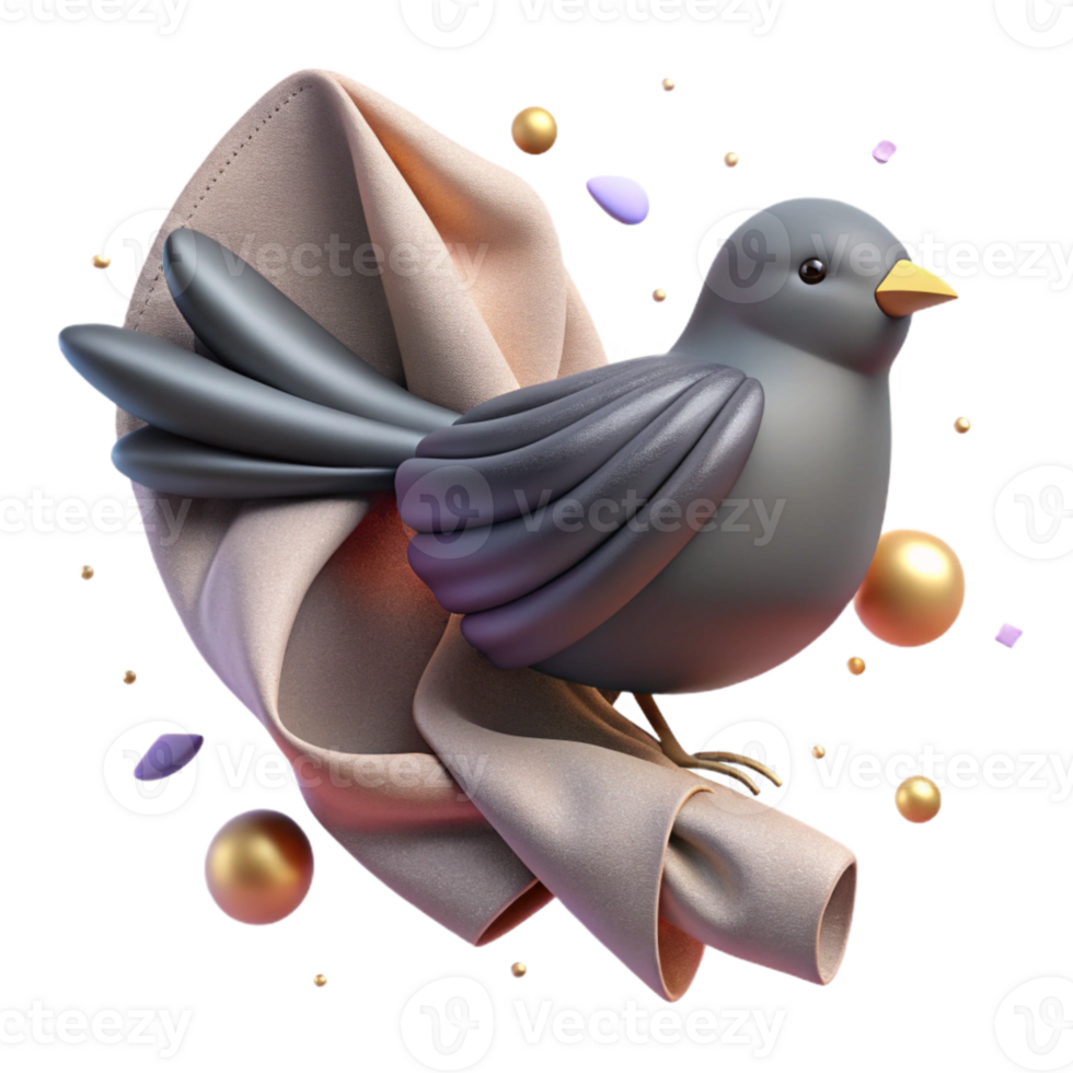 extraordinary vintage Bird Silhouette with Fabric Texture Isolated Element professional png