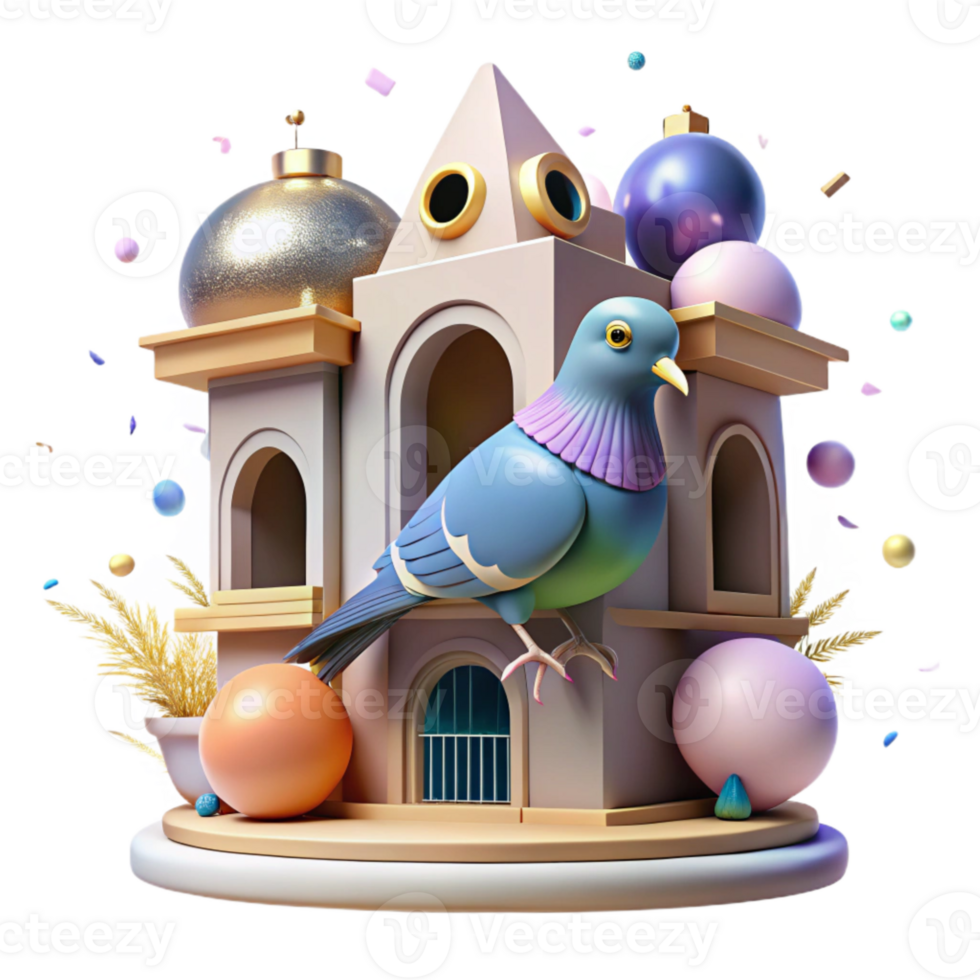 elegant abstract Building with Pigeon Nest Isolated Detailed View authentic png