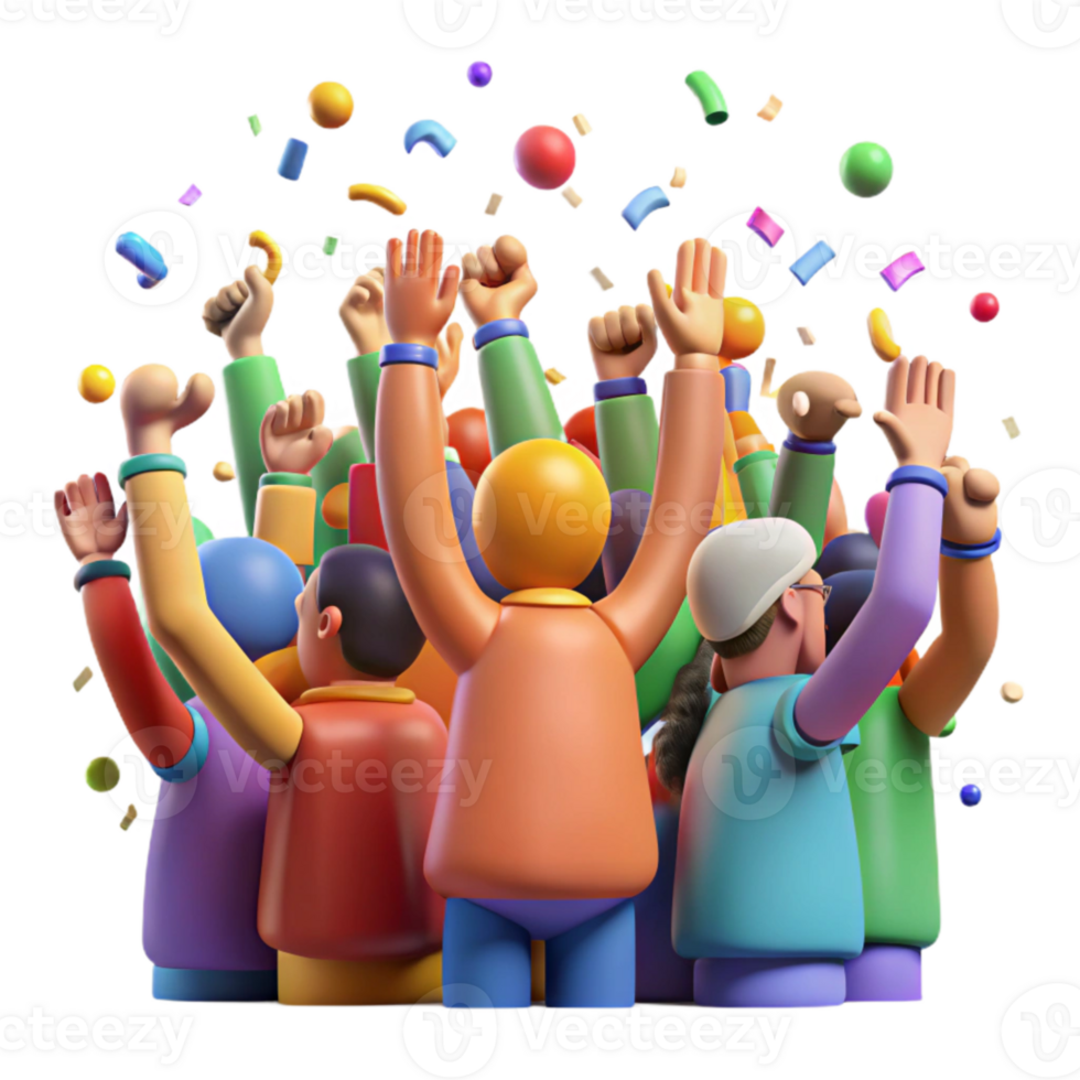 impressive rustic Diverse Crowd Cheering Vibrant Colors Isolated authentic png