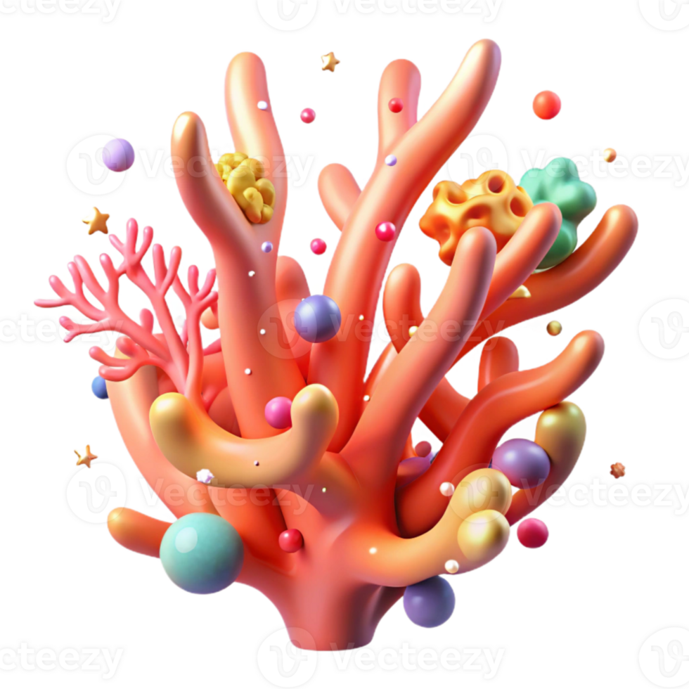 vibrant traditional Coral Branch Isolated Element Colorful Polyps high quality png