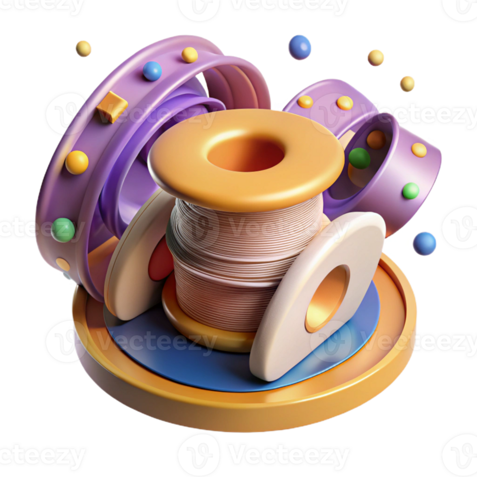 serene abstract D Printer Filament Spool Transparent Background high resolution png