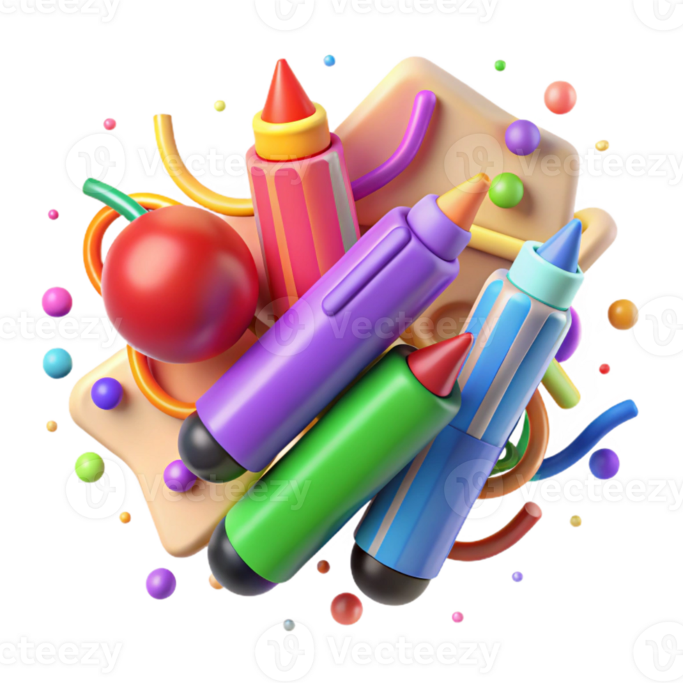 serene modern Colorful Markers Creative Brainstorming Transparent Background high resolution png