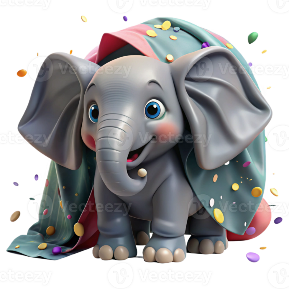 extraordinary minimalist Elephant Calf Hiding Fearful Expression Transparent Background premium png