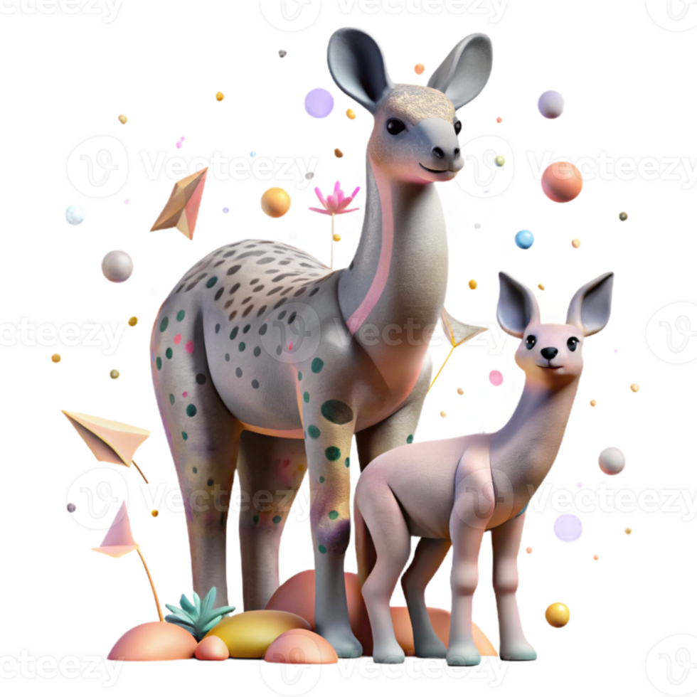 elegant rustic Endangered Animal and Offspring Cutout original png