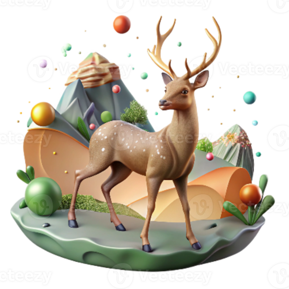 elegant creative Forest Fragmentation and Wildlife Corridors Transparent Background Deer Crossing png