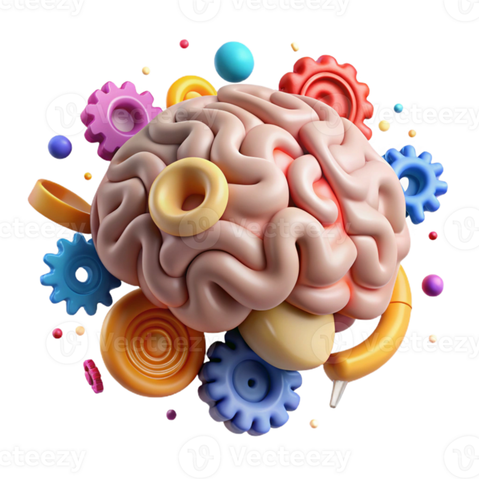 extraordinary minimalist Brain Gears Interlocking Cutout on Transparent Background premium png