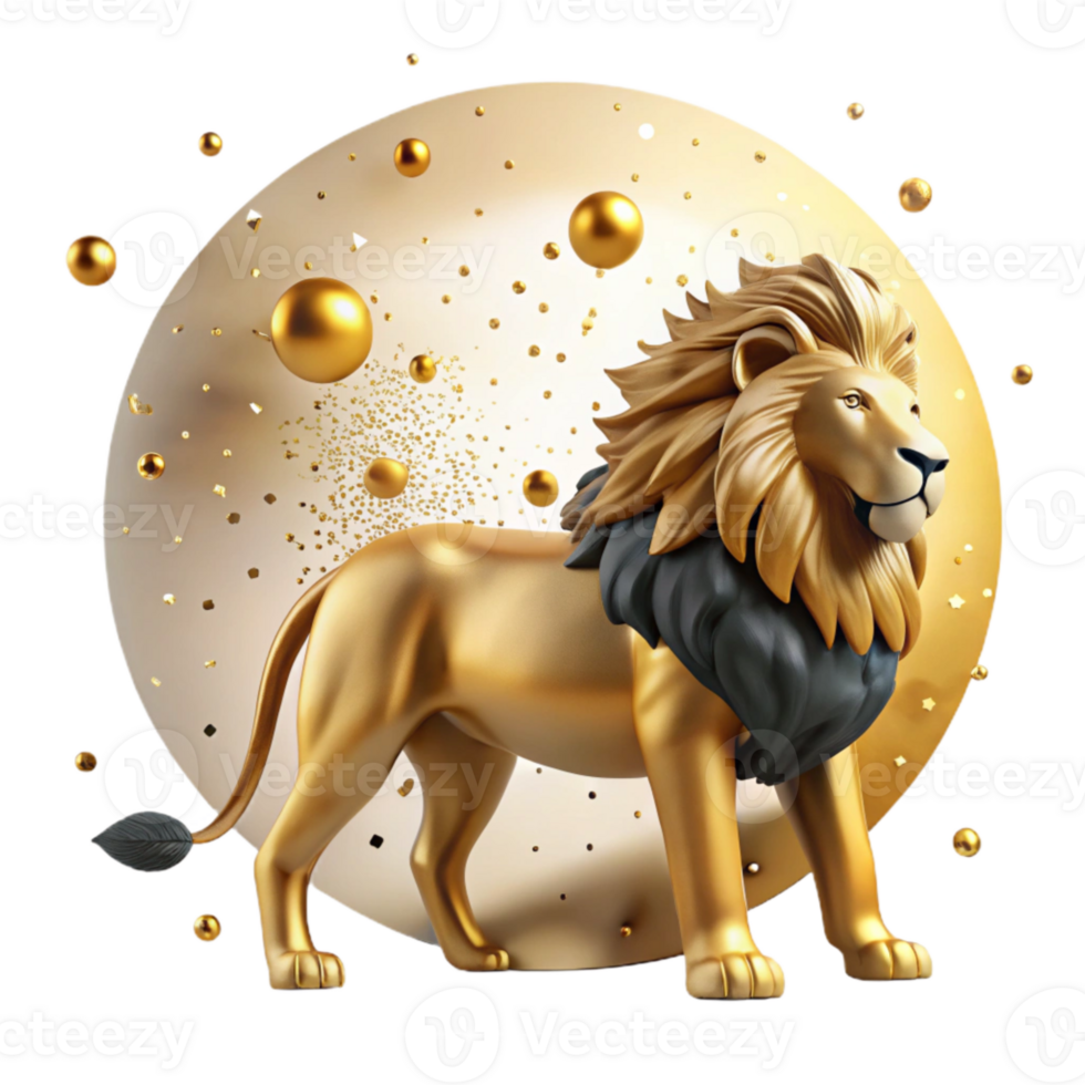 beautiful minimalist African Lion Pride Silhouette Isolated Golden Fur professional png