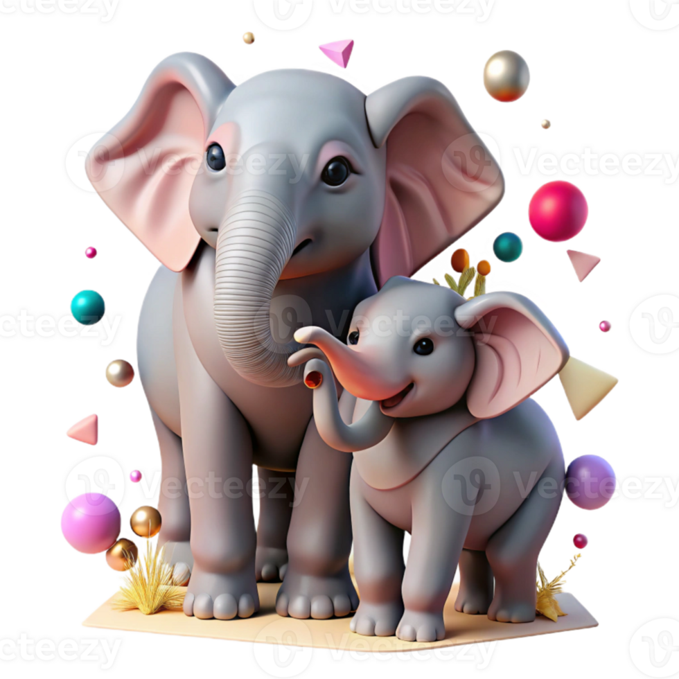 stunning abstract Elephant Calf Embracing Mother Isolated genuine png