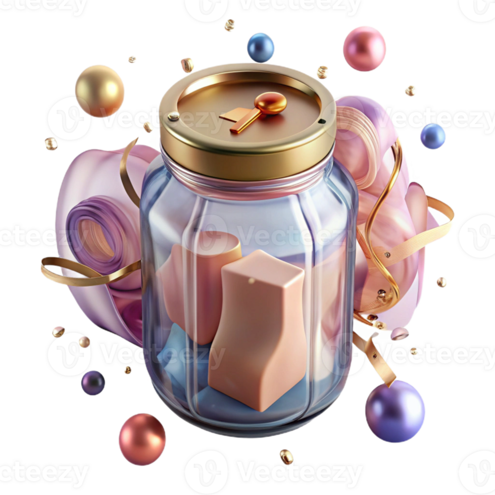 elegant artistic Glass Jar with Lid Isolated professional png